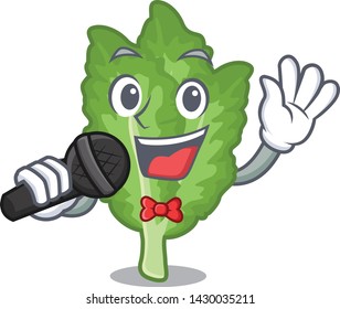 Singing green mustard in the cartoon shape