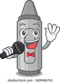 Singing grey crayon cartoon.