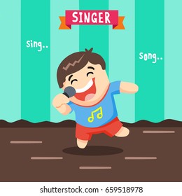 singing with a happy song. vector cartoon illustration