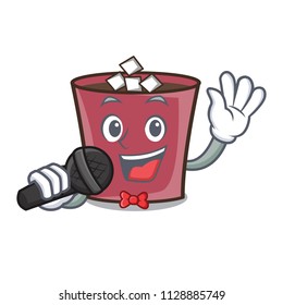 Singing hot chocolate mascot cartoon