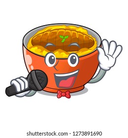 Singing hot katsudon on the cartoon table