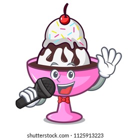 Singing ice cream sundae mascot cartoon