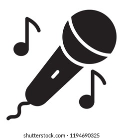 Singing icon having mic and melody signs 