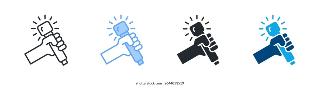 Singing Icon Set Multiple Style. Design In Outline, Blue, Glyph, Dual Tone