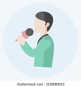 Singing Icon in trendy flat style isolated on soft blue background