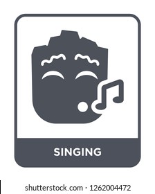 singing icon vector on white background, singing trendy filled icons from Smiles collection, singing simple element illustration