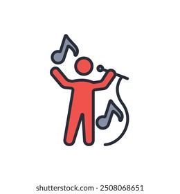 singing icon. vector.Editable stroke.linear style sign for use web design,logo.Symbol illustration.