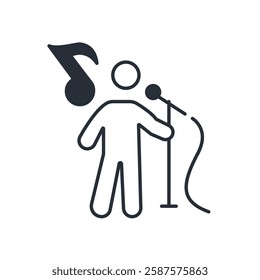 singing icon. vector.Editable stroke.linear style sign for use web design,logo.Symbol illustration.