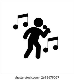 singing icons. simple solid vector illustration