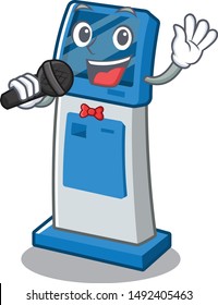Singing information digital kiosk isolated in the mascot
