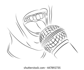 Singing into a microphone
