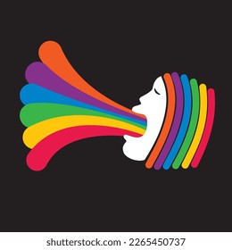 singing jazz , portrait of a singer with rainbow colored hair style