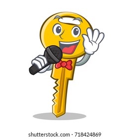 Singing key character cartoon style vector illustration