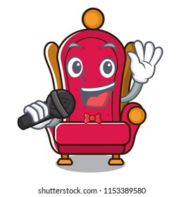 Singing king throne mascot cartoon