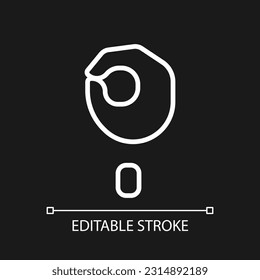 Singing letter O in ASL pixel perfect white linear icon for dark theme. Communication system. Visual modality. Thin line illustration. Isolated symbol for night mode. Editable stroke. Arial font used