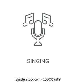 Singing linear icon. Singing concept stroke symbol design. Thin graphic elements vector illustration, outline pattern on a white background, eps 10.