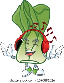 Singing and Listening music bok choy cartoon character