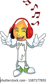 Singing and Listening music white candle cartoon character