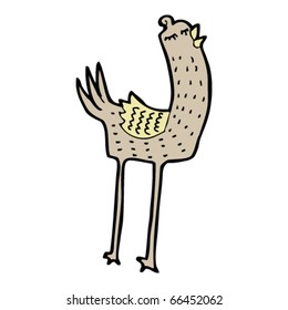 singing long legged bird cartoon