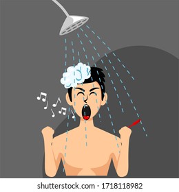 singing loud in bathroom expression concept