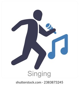Singing and man icon concept