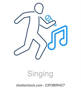 Singing and man icon concept