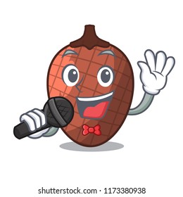 Singing mascot cartoon of moriche palm fruits