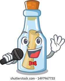 Singing message in bottle on a character