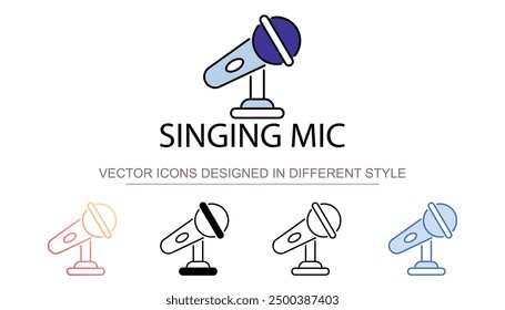 Diseño de icono de micrófono cantando con fondo blanco