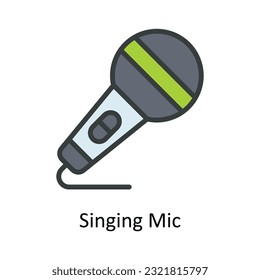 Singen Sie Mic Vector Fill Umriss Icon Design Illustration. Multimedia-Symbol auf weißem Hintergrund - EPS10-Datei