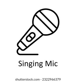 Singing Mic Vector   outline Icon Design illustration. Multimedia Symbol on White background EPS 10 File