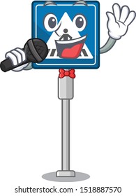 Singing miniature crosswalk sign in form mascot