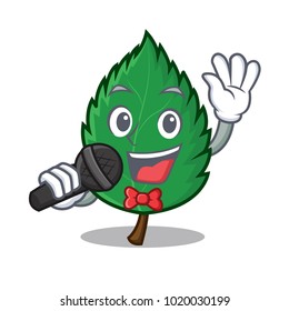 Singing mint leaves mascot cartoon