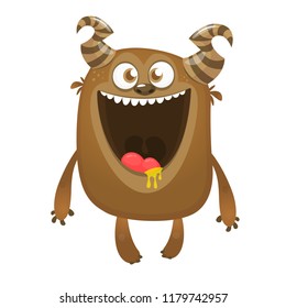 Singing monster expression, Halloween cartoon monster vector illustration