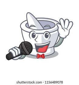 Singing mortar mascot cartoon style