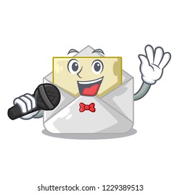 Singing open envelope on cartoon shape blank
