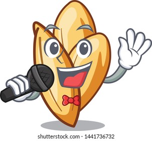 Singing orzo paste in a mascot bowl