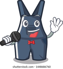 Singing overalls hanging on a cartoon wall