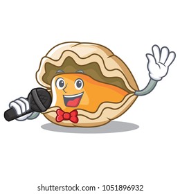 Singing oyster mascot cartoon style