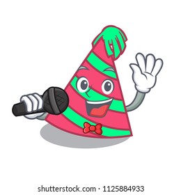 Singing party hat mascot cartoon