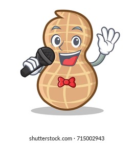 Singing peanut character cartoon style