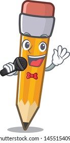 Singing pencil in the a cartoon bag