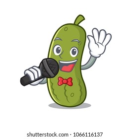 Singing pickle mascot cartoon style