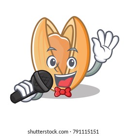 Singing pistachio nut mascot cartoon
