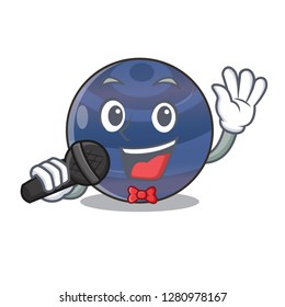 Singing planet neptune above the sky cartoon