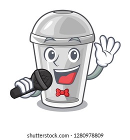 Singing plastic cup isolated on with mascot