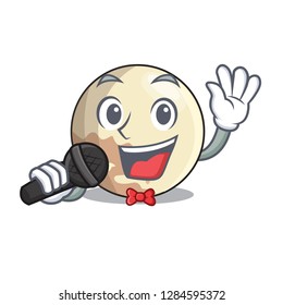 Singing Pluto cartoon planet above the sky