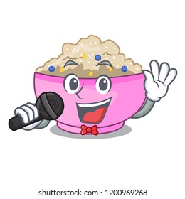 Singing porridge breakfast in cartoon dining table