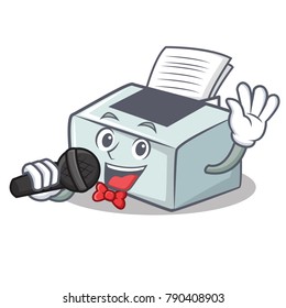 Singing printer mascot cartoon style