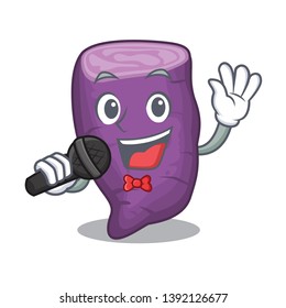 Singing purple sweet potato in mascot basket